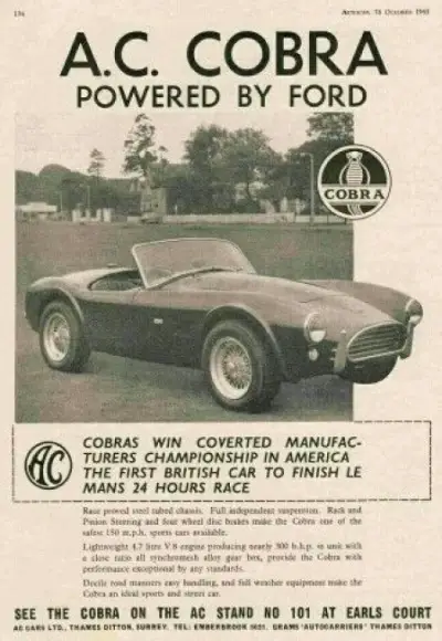 Click to Enlarge AC Cobra Period Advert