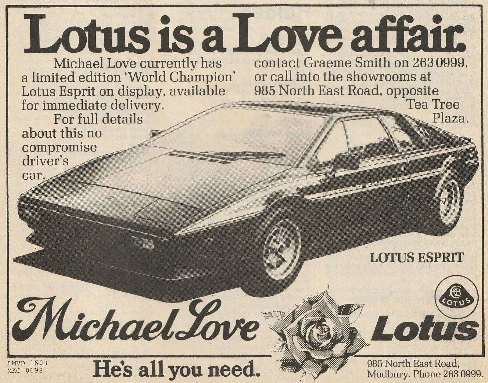 Click to Enlarge 1980 Lotus Esprit Advert