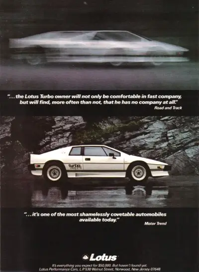 Click to Enlarge Lotus Esprit Turbo Advert